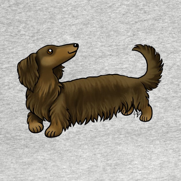 Dog - Long Haired Dachshund - Brown and Tan by Jen's Dogs Custom Gifts and Designs